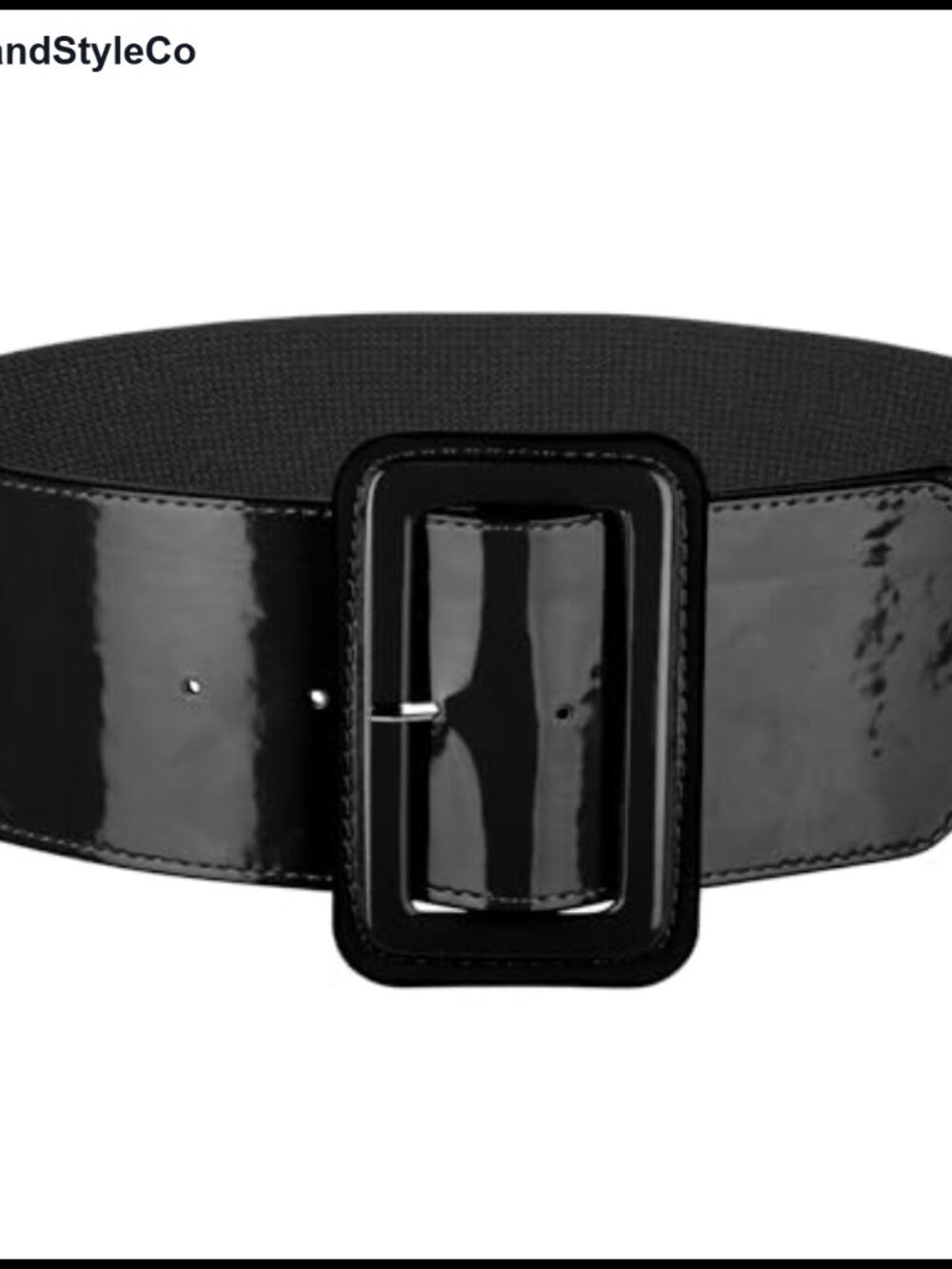 Womens Vintage Stretchy Wide Elastic Belt Patent Square Buckle Retro Waist Belt